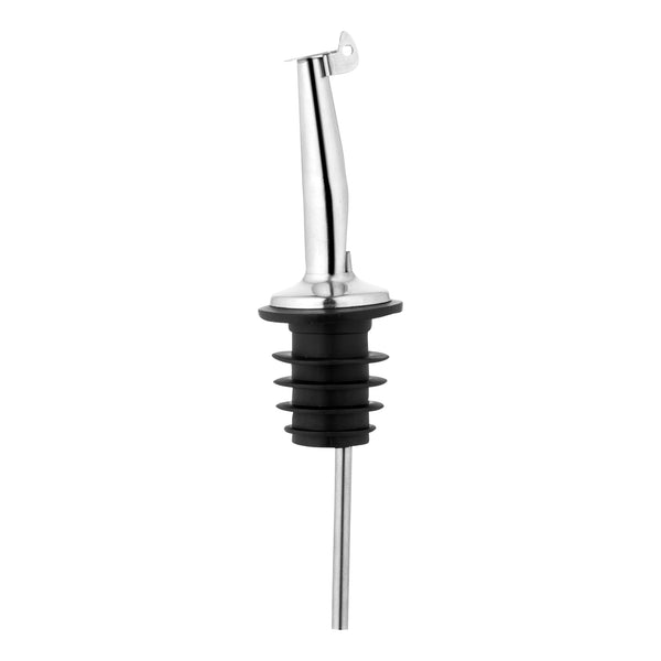 Restaurantware Bar Lux Stainless Steel Tapered Liquor Pourer - With Flip Cap - 4 1/4" X 1" X 1" - 10 Count Box