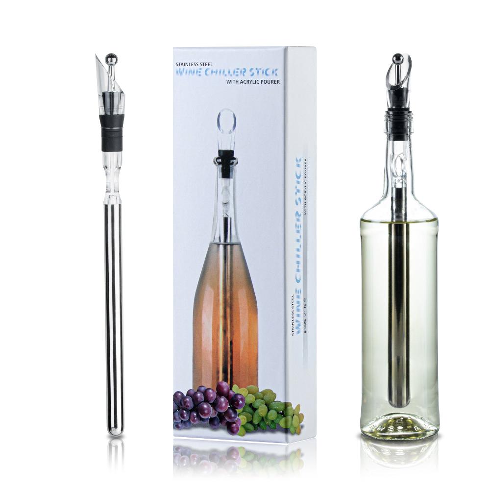 restaurantware Bar Lux Stainless Steel Wine Chiller Stick / Pourer - with Aerator and Stopper - 12 3/4" - 1 count box