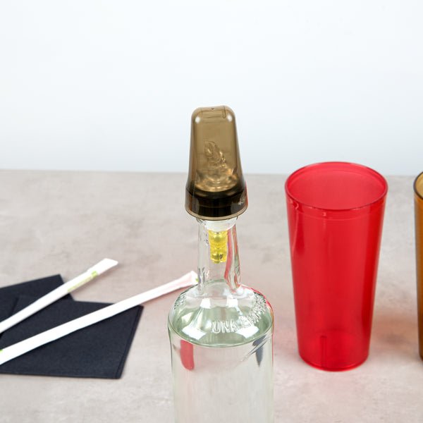 Restaurantware Bar Lux Translucent Plastic Liquor Pourer Cover - Universal - 1 3/4" X 1 3/4" X 3" - 100 Count Box