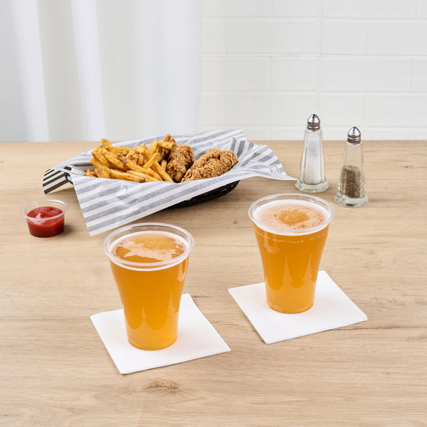 Restaurantware Basic Nature 14 Oz Clear PLA Plastic Beer Glass - Compostable - 3 3/4" X 3 3/4" X 4 1/2" - 1000 Count Box