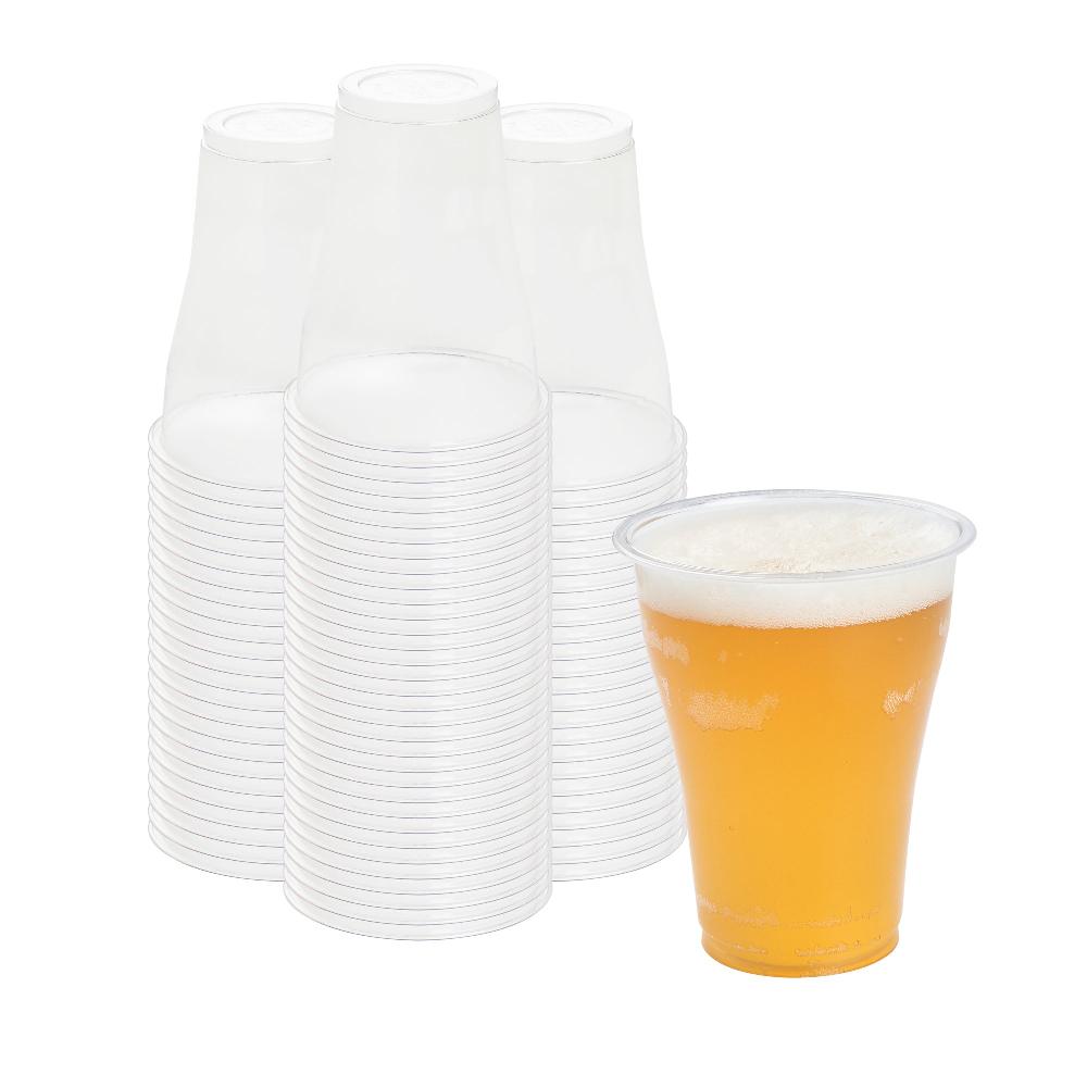 restaurantware Basic Nature 14 oz Clear PLA Plastic Beer Glass - Compostable - 3 3/4" x 3 3/4" x 4 1/2" - 1000 count box