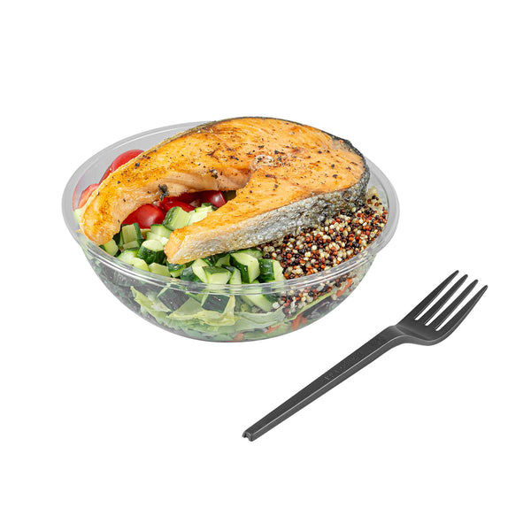 Restaurantware Basic Nature Black CPLA Plastic Fork - Heat-Resistant Compostable - 6 1/2" X 1" X 1/2" - 250 Count Box