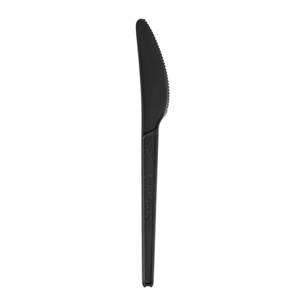 Restaurantware Basic Nature Black CPLA Plastic Knife - Heat-Resistant Compostable - 6 1/2" X 1/2" - 250 Count Box