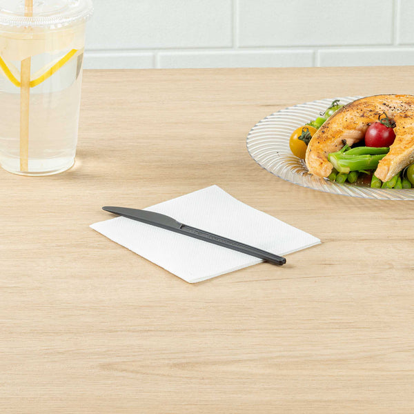 Restaurantware Basic Nature Black CPLA Plastic Knife - Heat-Resistant Compostable - 6 1/2" X 1/2" - 250 Count Box