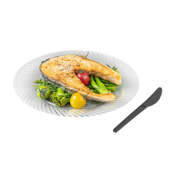 Restaurantware Basic Nature Black CPLA Plastic Knife - Heat-Resistant Compostable - 6 1/2" X 1/2" - 250 Count Box