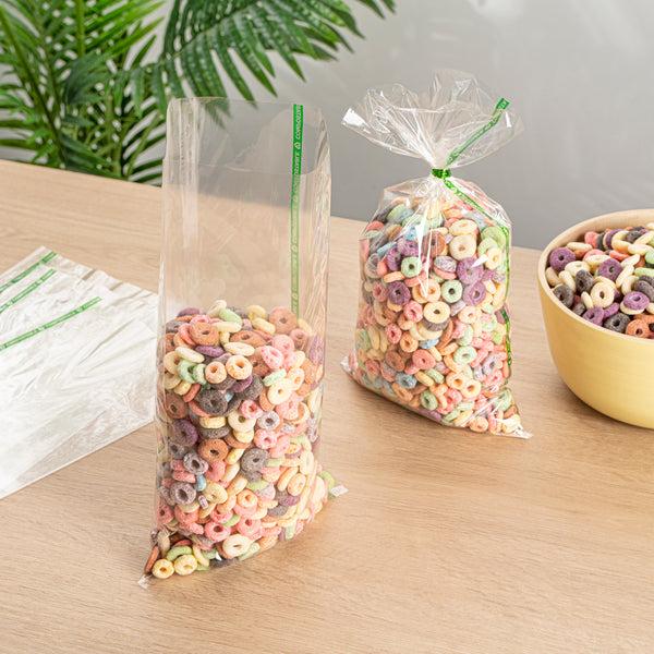 Restaurantware Basic Nature Clear Plastic Bag - No Flap Home Compostable High Clarity Heat Sealable - 14" X 7" - 100 Count Box