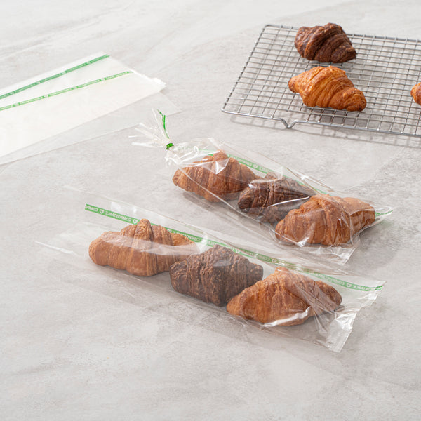 Restaurantware Basic Nature Clear Plastic Bag - No Flap Home Compostable High Clarity Heat Sealable - 13" X 5" - 100 Count Box