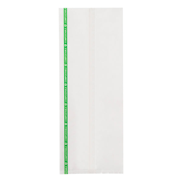 Restaurantware Basic Nature Clear Plastic Bag - No Flap Home Compostable High Clarity Heat Sealable - 13" X 5" - 100 Count Box