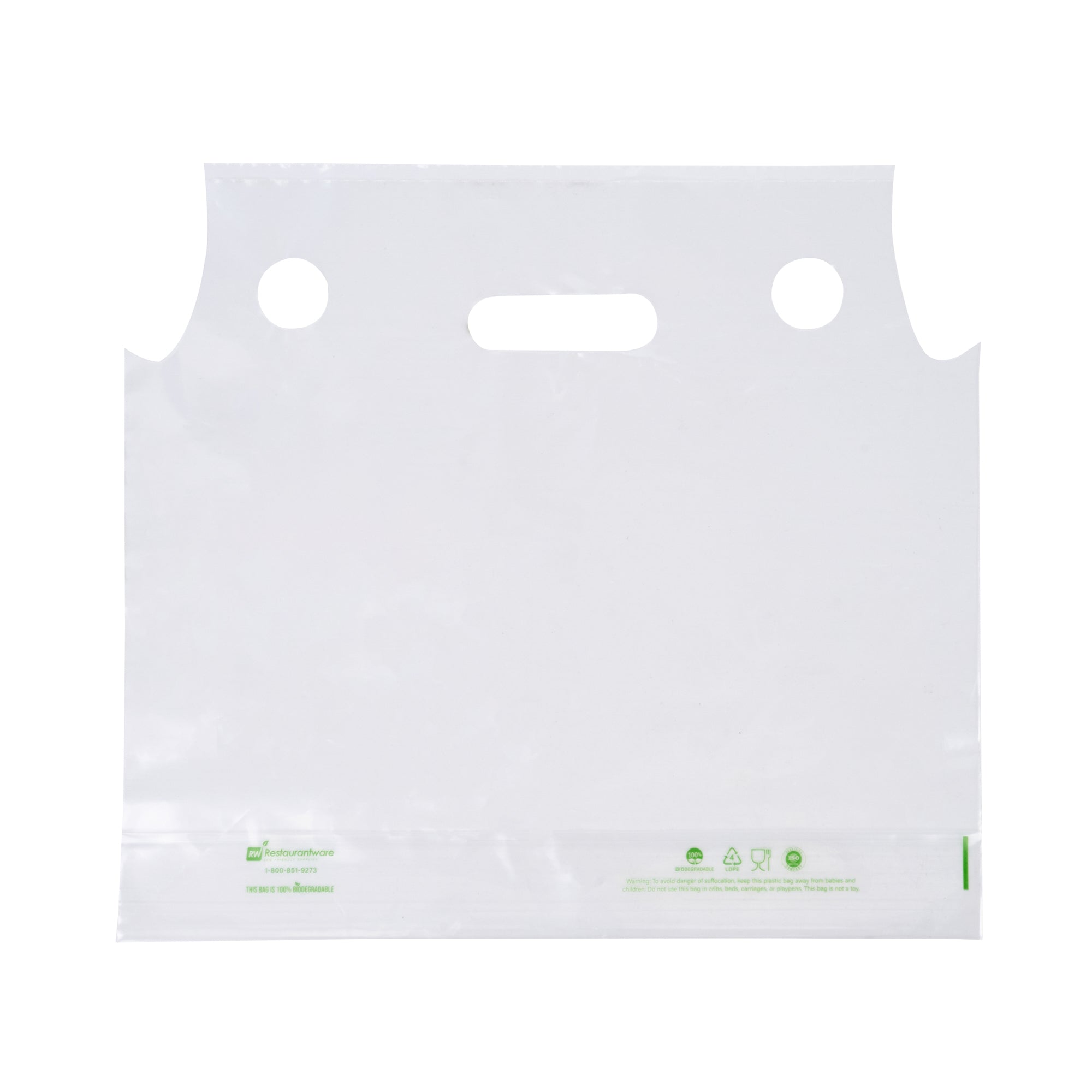 restaurantware Basic Nature Clear Plastic Drink Carrier Bag - Fits 2 Cups Biodegradable - 12 1/2" x 3 1/4" x 11" - 100 count box