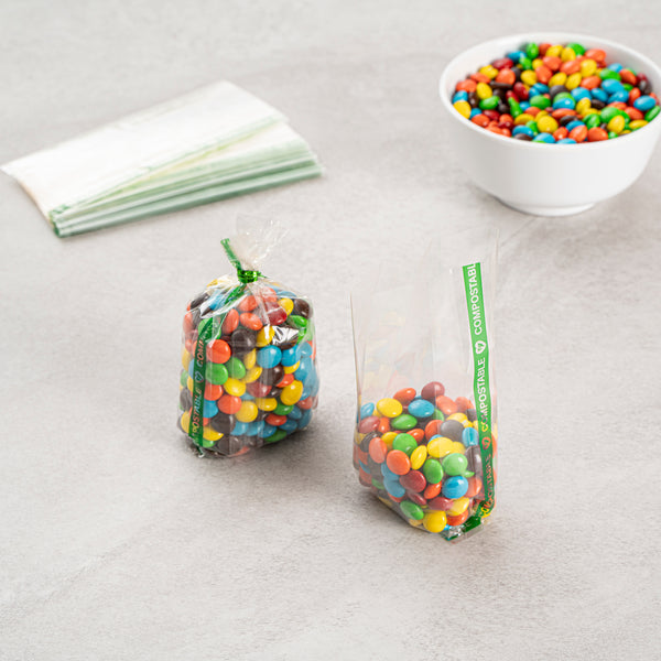 Restaurantware Basic Nature Clear Plastic Gusset Bag - Compostable High Clarity Heat Sealable - 2" X 1" X 5" - 100 Count Box