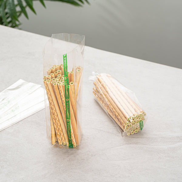 Restaurantware Basic Nature Clear Plastic Gusset Bag - Compostable High Clarity Heat Sealable - 2" X 2" X 8 1/4" - 100 Count Box