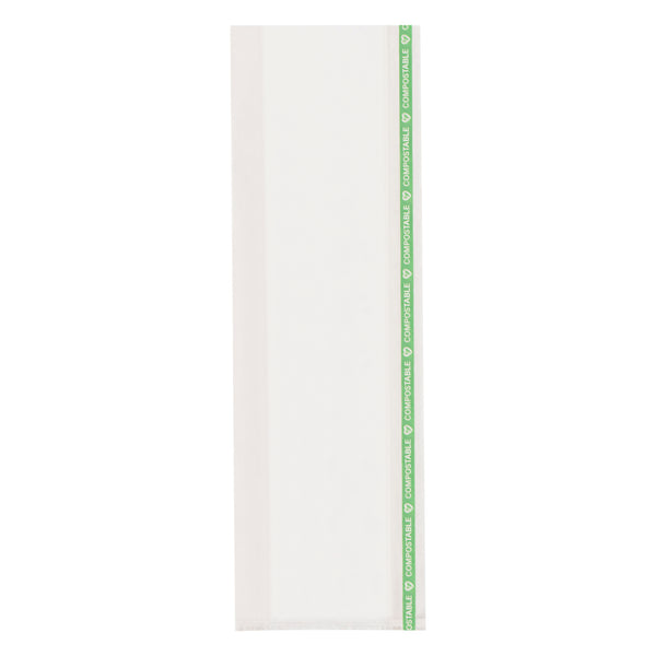 Restaurantware Basic Nature Clear Plastic Gusset Bag - Compostable High Clarity Heat Sealable - 3 3/4" X 1 1/4" X 12" - 100 Count Box