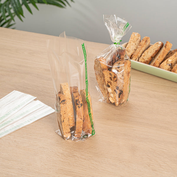 Restaurantware Basic Nature Clear Plastic Gusset Bag - Compostable High Clarity Heat Sealable - 2 1/2" X 2" X 9 3/4" - 100 Count Box