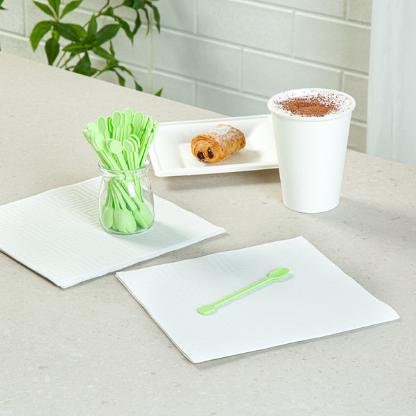Restaurantware Basic Nature Green CPLA Plastic Coffee Stirrer / Spoon - Compostable - 4" - 1000 Count Box