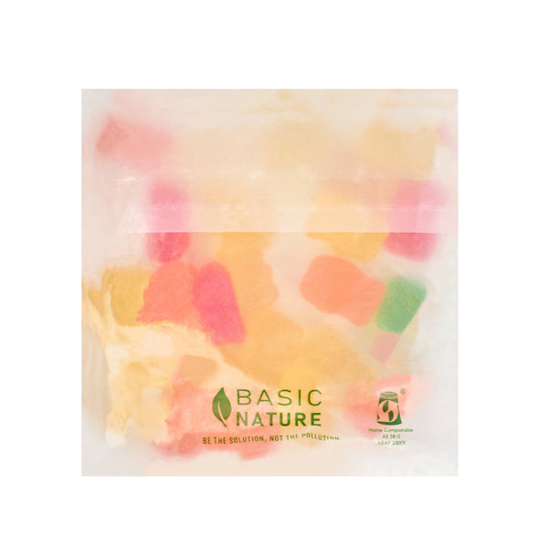 Restaurantware Basic Nature Translucent PLA Plastic / PBAT Lip And Tape Bag - Self-Sealing Compostable - 4" X 4" - 100 Count Box