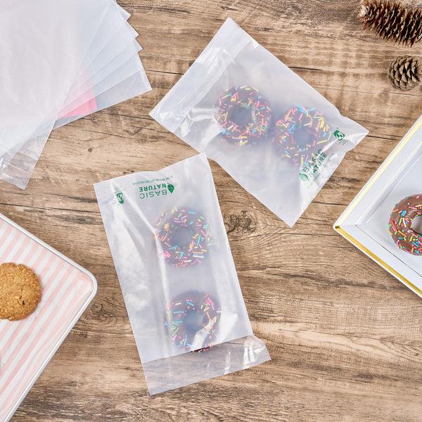 Restaurantware Basic Nature Translucent PLA Plastic / PBAT Lip And Tape Bag - Self-Sealing Compostable - 9" X 6" - 100 Count Box