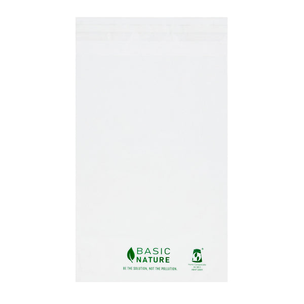 Restaurantware Basic Nature Translucent PLA Plastic / PBAT Lip And Tape Bag - Self-Sealing Compostable - 9" X 6" - 100 Count Box