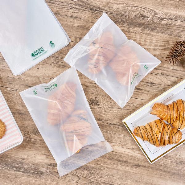 Restaurantware Basic Nature Translucent PLA Plastic / PBAT Lip And Tape Bag - Self-Sealing Compostable - 10" X 8" - 100 Count Box
