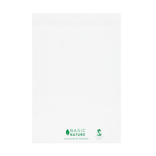 Restaurantware Basic Nature Translucent PLA Plastic / PBAT Lip And Tape Bag - Self-Sealing Compostable - 10" X 8" - 100 Count Box