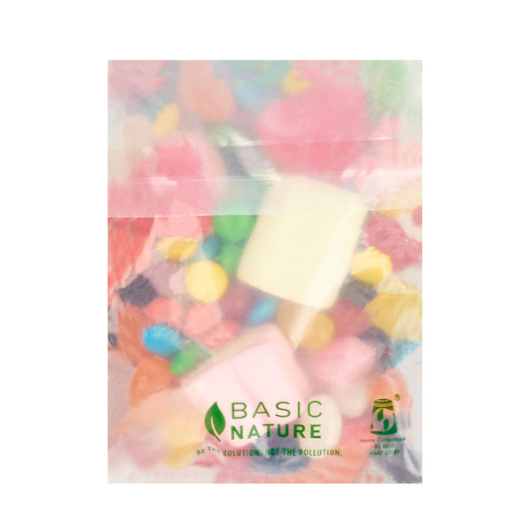 Restaurantware Basic Nature Translucent PLA Plastic / PBAT Lip And Tape Bag - Self-Sealing Compostable - 4" X 3" - 100 Count Box
