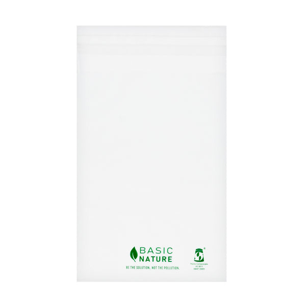 Restaurantware Basic Nature Translucent PLA Plastic / PBAT Lip And Tape Bag - Self-Sealing Compostable - 7" X 5" - 100 Count Box