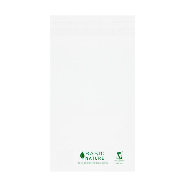 Restaurantware Basic Nature Translucent PLA Plastic / PBAT Lip And Tape Bag - Self-Sealing Compostable - 6" X 4" - 100 Count Box
