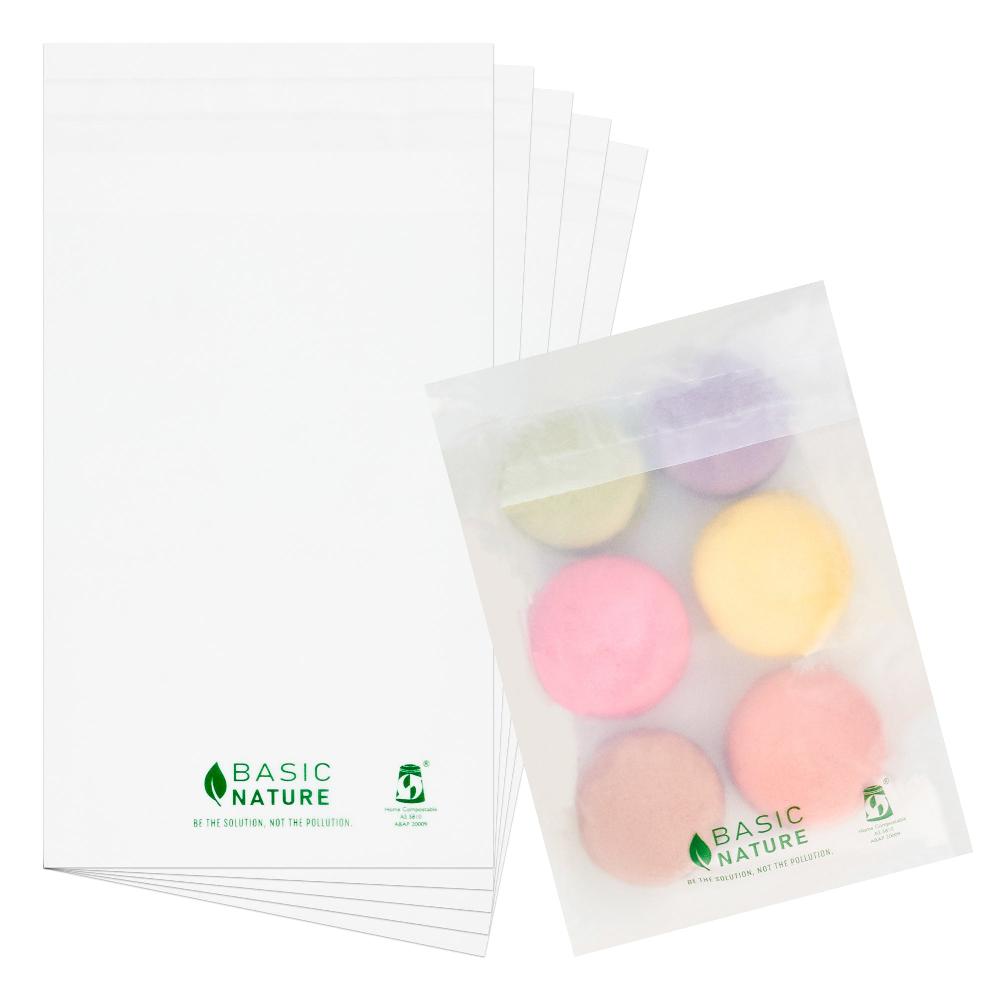 restaurantware Basic Nature Translucent PLA Plastic / PBAT Lip and Tape Bag - Self-Sealing Compostable - 6" x 4" - 100 count box