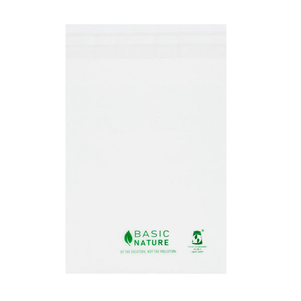 Restaurantware Basic Nature Translucent PLA Plastic / PBAT Lip And Tape Bag - Self-Sealing Compostable - 4 3/4" X 4" - 100 Count Box