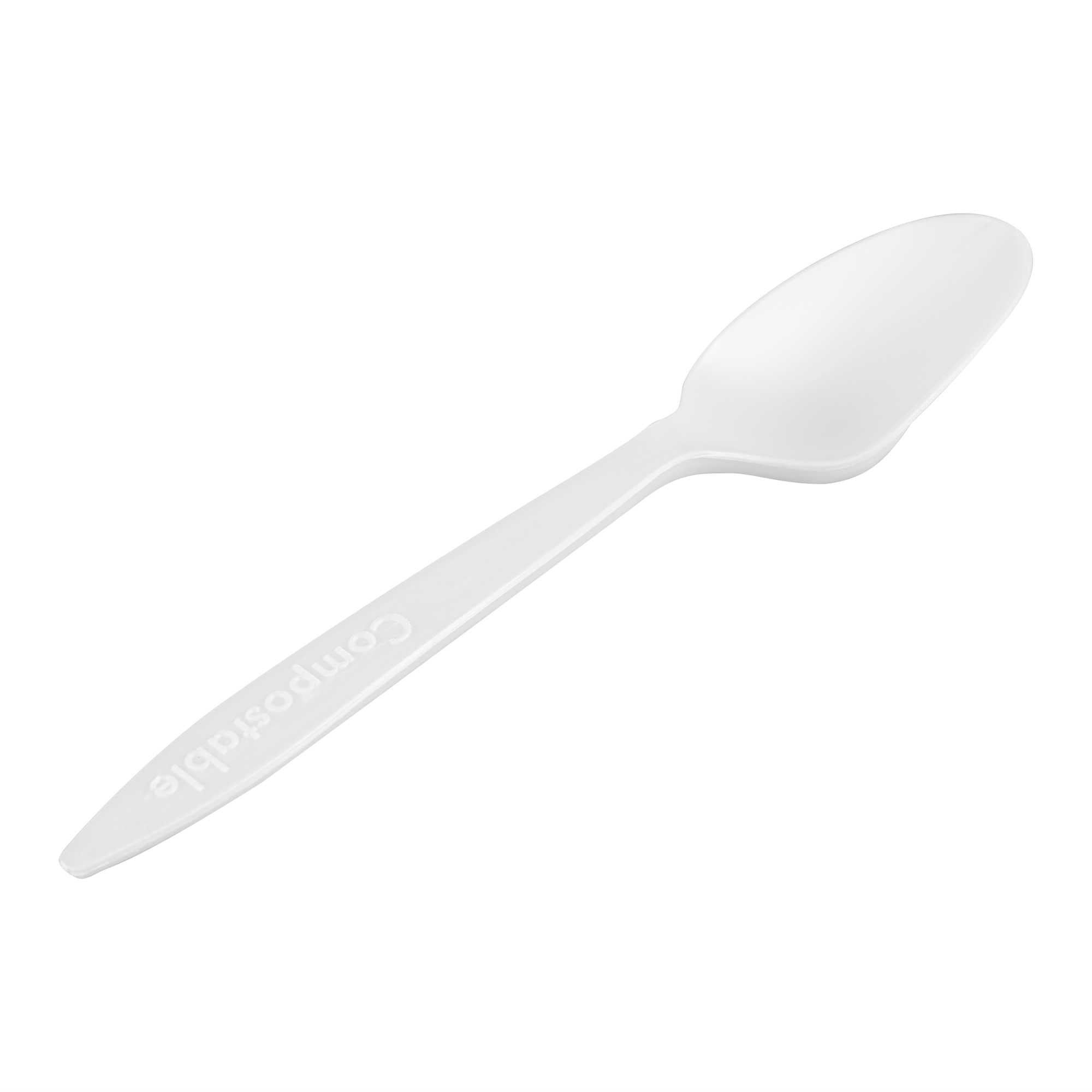 restaurantware Basic Nature White CPLA Plastic Dessert Spoon - Compostable - 5" - 500 count box