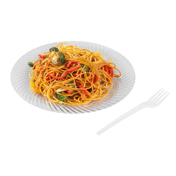 Restaurantware Basic Nature White CPLA Plastic Fork - Heat-Resistant Compostable - 6 1/2" X 1" X 1/2" - 250 Count Box