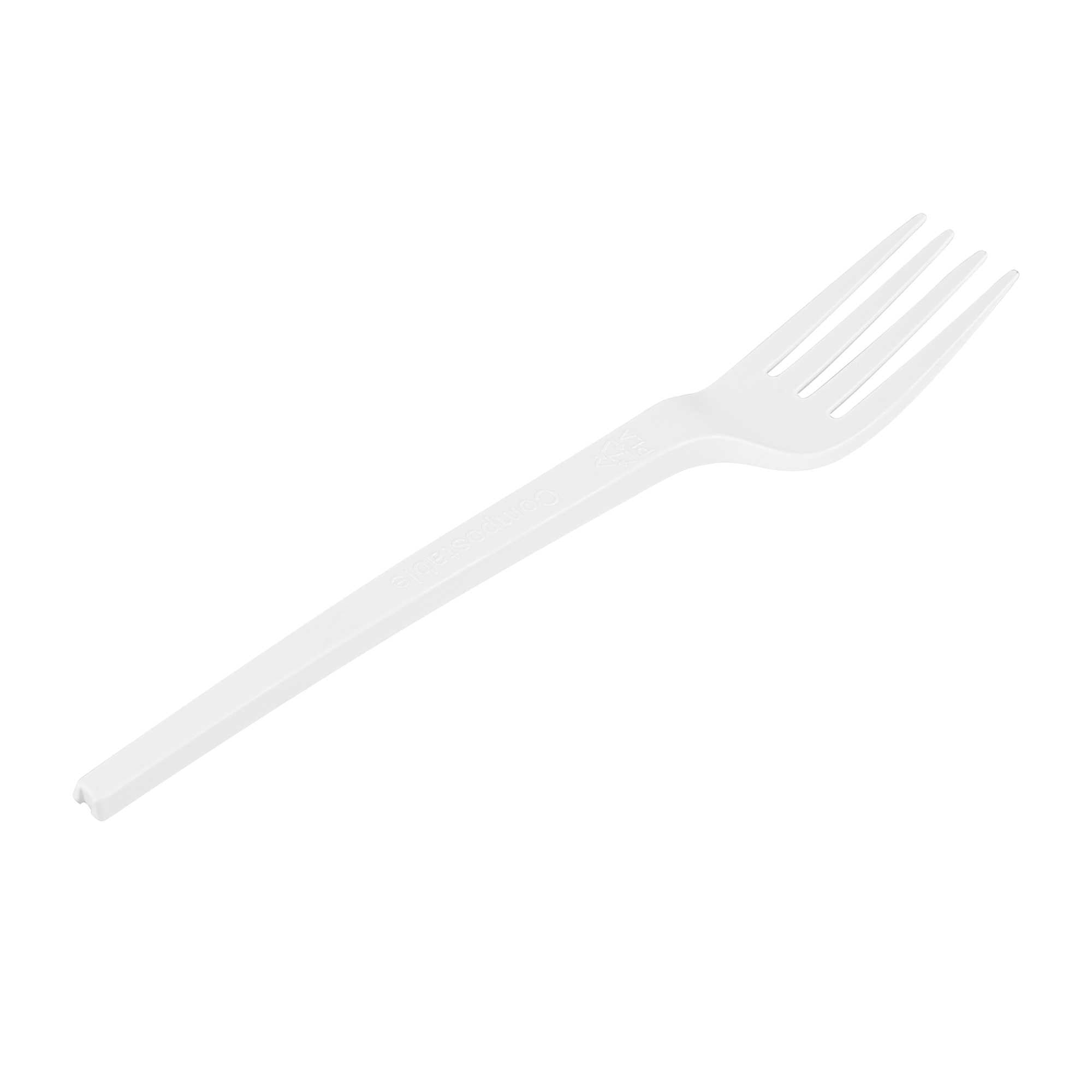 restaurantware Basic Nature White CPLA Plastic Fork - Heat-Resistant Compostable - 6 1/2" x 1" x 1/2" - 250 count box