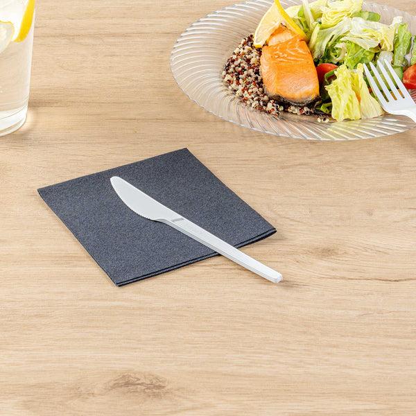 Restaurantware Basic Nature White CPLA Plastic Knife - Heat-Resistant Compostable - 6 1/2" X 1/2" - 250 Count Box