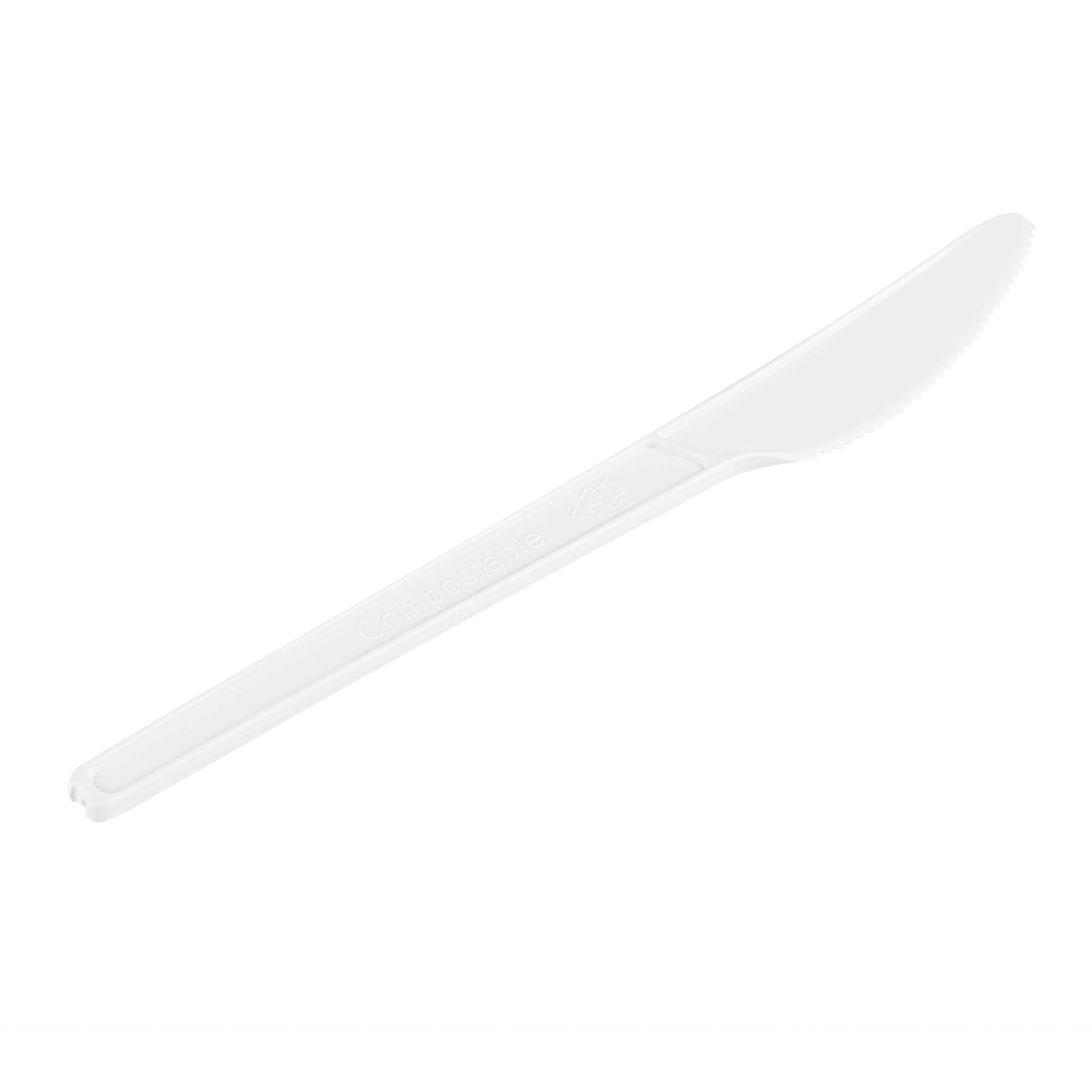 restaurantware Basic Nature White CPLA Plastic Knife - Heat-Resistant Compostable - 6 1/2" x 1/2" - 250 count box