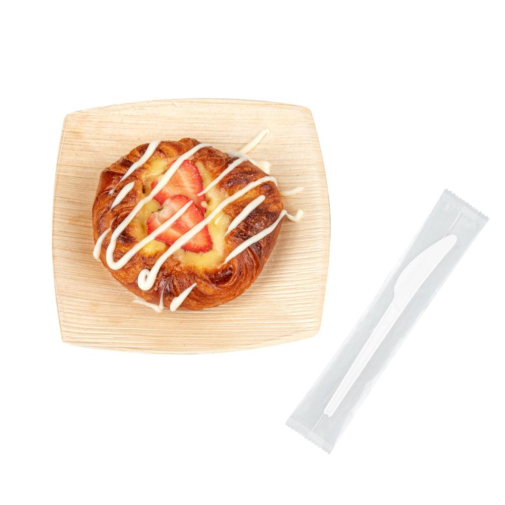 restaurantware Basic Nature White CPLA Plastic Knife - Wrapped Heat-Resistant Compostable - 6 1/2" - 250 count box