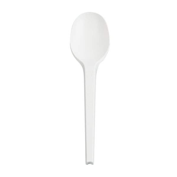 Restaurantware Basic Nature White CPLA Plastic Spoon - Wrapped Heat-Resistant Compostable - 6 1/2" - 250 Count Box
