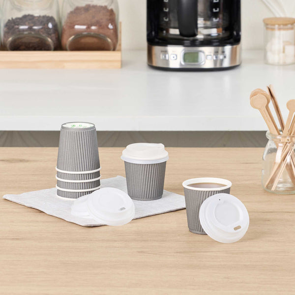 Restaurantware Basic Nature White PLA Plastic Coffee Cup Lid - Fits 4 Oz Compostable - 500 Count Box