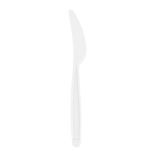 Restaurantware Basic Nature White PLA Plastic Knife - Compostable - 7" - 250 Count Box