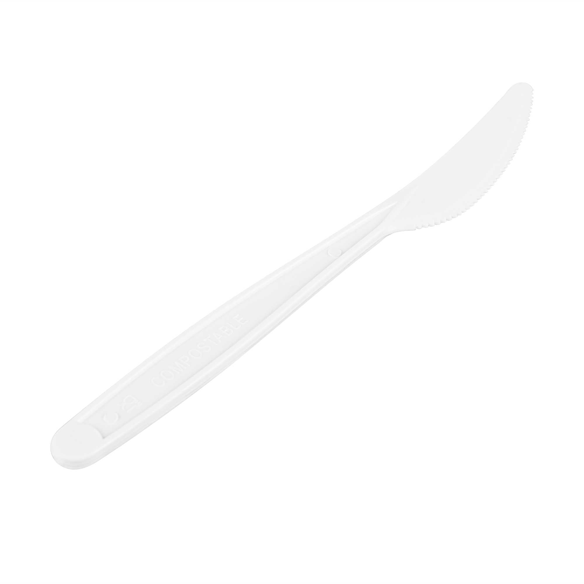 restaurantware Basic Nature White PLA Plastic Knife - Compostable - 7" - 250 count box