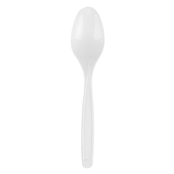 Restaurantware Basic Nature White PLA Plastic Spoon - Compostable - 6 1/4" X 1 1/4" X 1/2" - 250 Count Box