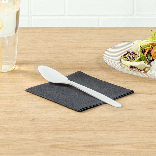 Restaurantware Basic Nature White PLA Plastic Spoon - Compostable - 6 1/4" X 1 1/4" X 1/2" - 250 Count Box