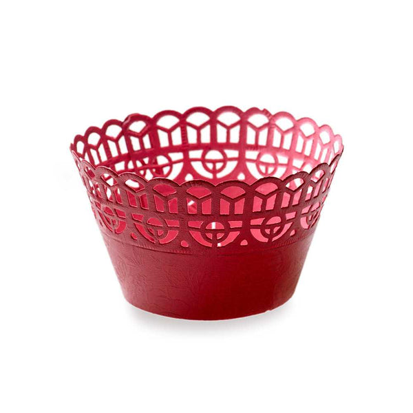 Restaurantware Bellissimo Round Cherry Red Paper Cupcake Wrap - 2 1/4" X 2 1/4" X 2" - 200 Count Box