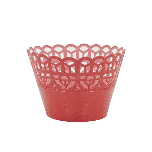 Restaurantware Bellissimo Round Cherry Red Paper Cupcake Wrap - 2 1/4" X 2 1/4" X 2" - 200 Count Box