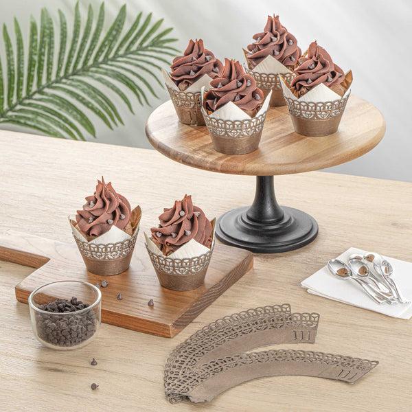 Restaurantware Bellissimo Round Cocoa Brown Paper Cupcake Wrap - 2 1/4" X 2 1/4" X 2" - 200 Count Box