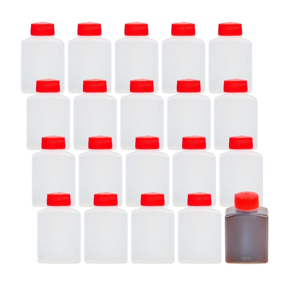 restaurantware Bento Tek 1 oz Translucent Plastic Soy Sauce Bottle - with Red Cap - 1 1/2" x 3/4" x 2 1/4" - 1000 count box