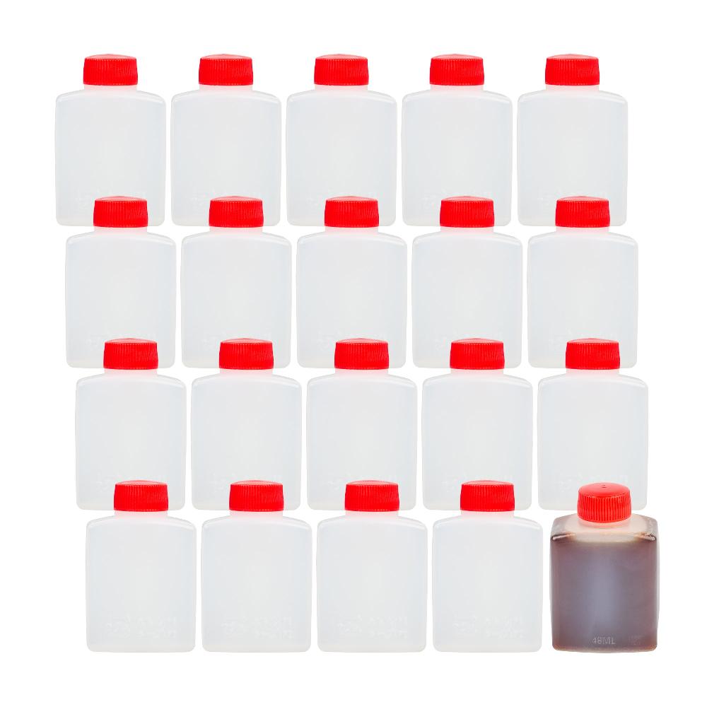 restaurantware Bento Tek 2 oz Translucent Plastic Soy Sauce Bottle - with Red Cap - 1 1/2" x 1" x 2 1/2" - 1000 count box