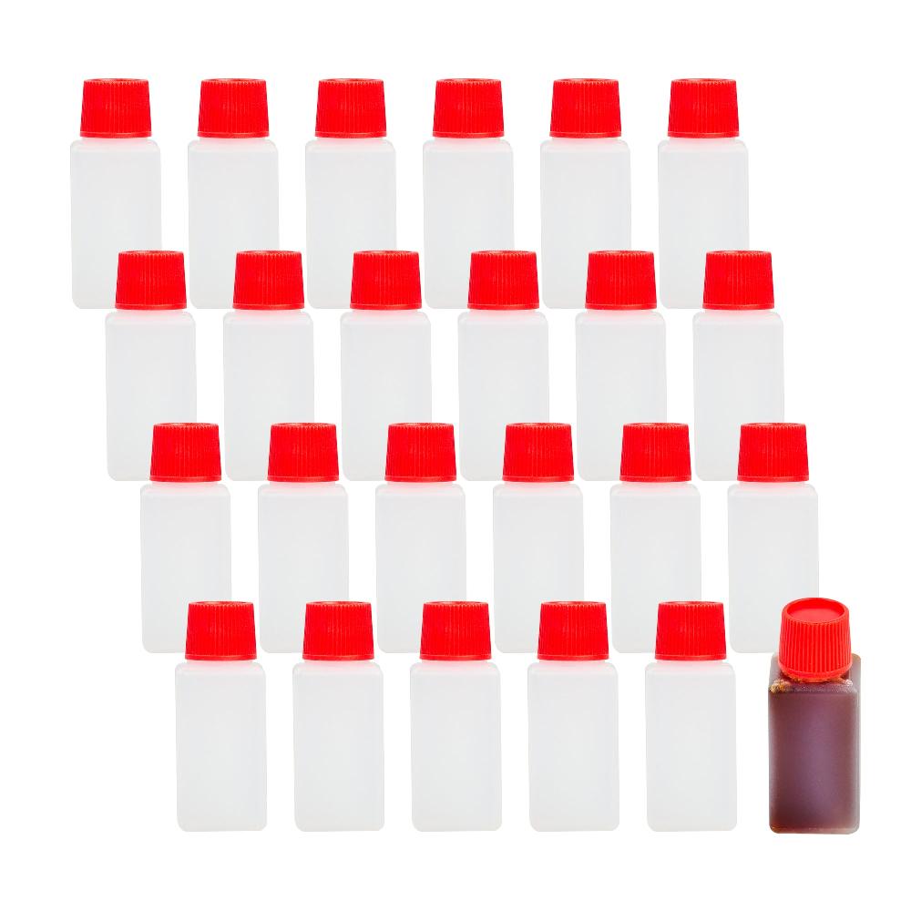 restaurantware Bento Tek 6 mL Translucent Plastic Soy Sauce Bottle - with Red Cap - 1/2" x 1/2" x 1 3/4" - 1000 count box