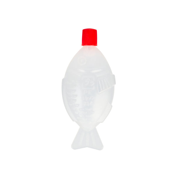 Restaurantware Bento Tek 8 ML Translucent Plastic Fish Soy Sauce Bottle - With Red Cap - 3" X 1/2" X 1 1/4" - 1000 Count Box