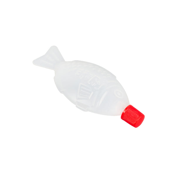 Restaurantware Bento Tek 8 ML Translucent Plastic Fish Soy Sauce Bottle - With Red Cap - 3" X 1/2" X 1 1/4" - 1000 Count Box