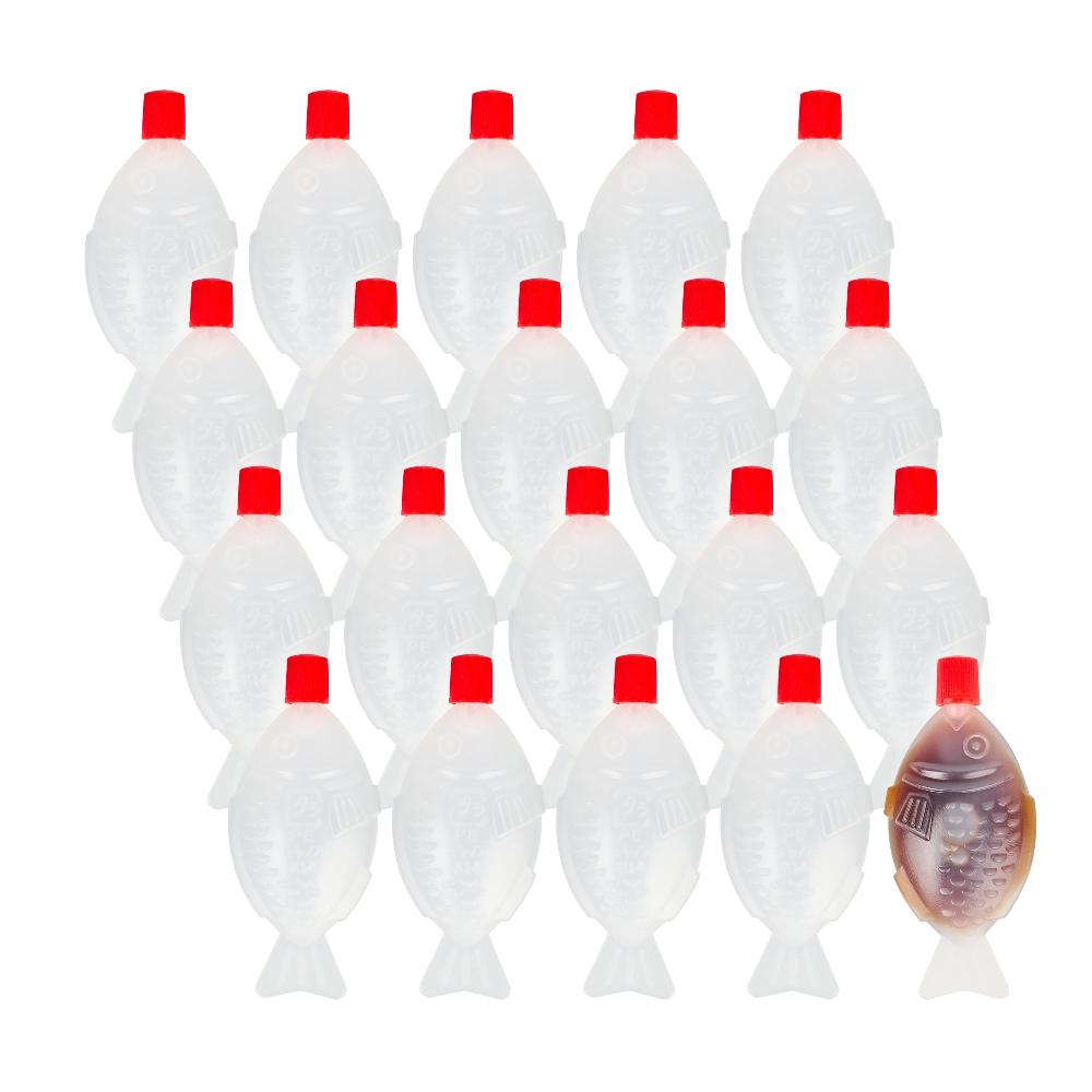 restaurantware Bento Tek 8 mL Translucent Plastic Fish Soy Sauce Bottle - with Red Cap - 3" x 1/2" x 1 1/4" - 1000 count box