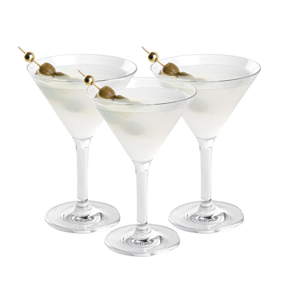 restaurantware Bev Tek 10 oz Polycarbonate Cocktail Martini Glass - 4 1/2" x 4 1/2" x 6 1/2" - 24 count box